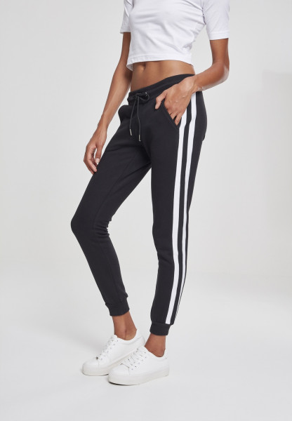 Urban Classics Damen Hose Ladies College Contrast Sweatpants Black/White/Black