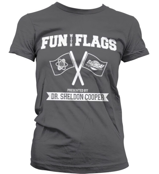 The Big Bang Theory Fun With Flags Girly Tee Damen T-Shirt Dark-Grey