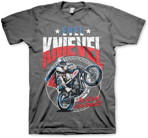 Evel Knievel Wheelie T-Shirt Dark-Grey