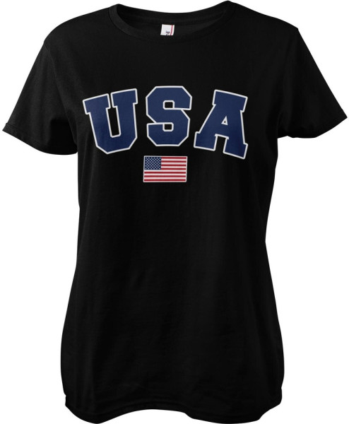 Hybris USA Varsity Girly Tee Damen T-Shirt Black