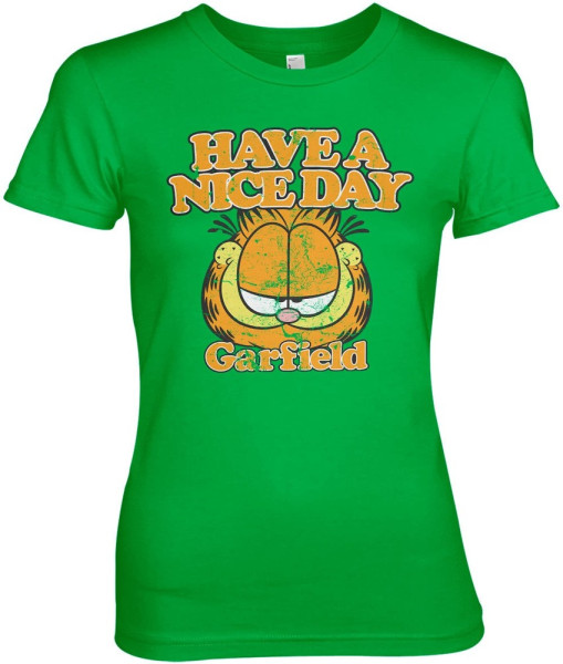 Garfield Have A Nice Day Girly Tee Damen T-Shirt Green