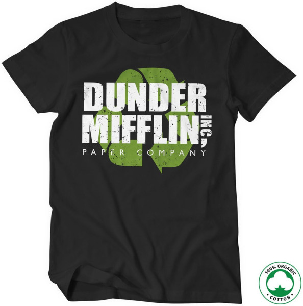 The Office Dunder Mifflin Recycle Logo Organic T-Shirt Black