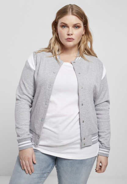 Urban Classics Women Jacket Ladies Organic Inset College Sweat Jacket Grey/White