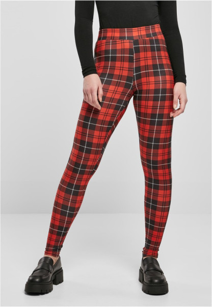 Urban Classics Damen Ladies Soft Aop Leggings Redcheck