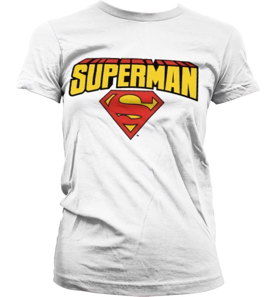 Superman Blockletter Logo Girly T-Shirt Damen White