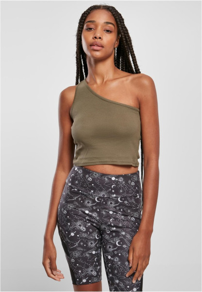 Urban Classics Damen Shirt Ladies Cropped Asymmetric Top Khaki