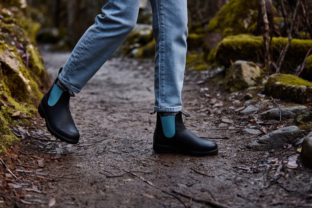 Blundstone Stiefel Boots 2207 Black Leather with Teal Elastic