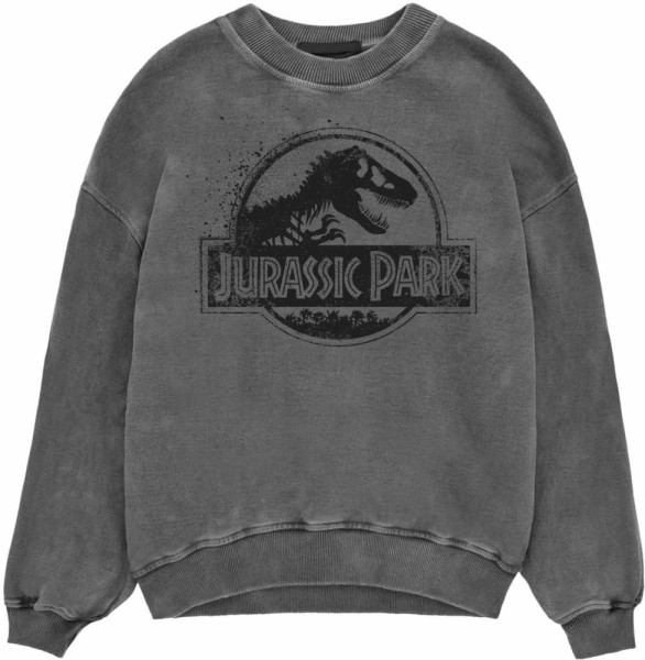 Jurassic Park - Spray Logo (SuperHeroes Inc. Acid Wash Sweatshirt) Sweatshirt Black