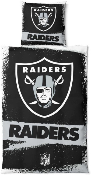 Las Vegas Raiders Bettwäsche-Set RAW American Football NFL Schwarz-135x200 + 80x80cm