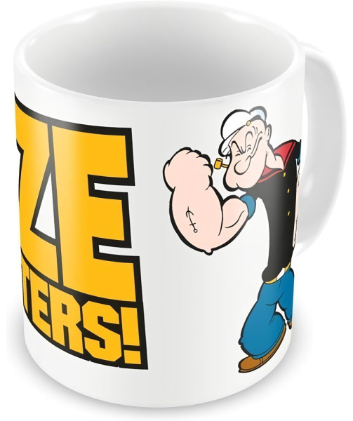 Popeye Size Matters Coffee Mug Kaffeebecher White