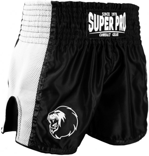 Super Pro Combat Gear Thai- und Kickboxing Short Brave Schwarz/Weiß