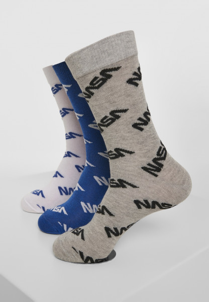 Mister Tee Socken NASA Allover Socks 3-Pack Blue/Grey/White