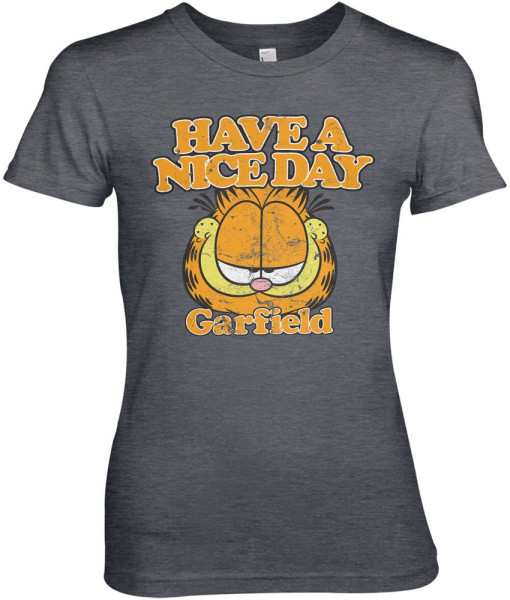 Garfield Have A Nice Day Girly Tee Damen T-Shirt Dark-Heather