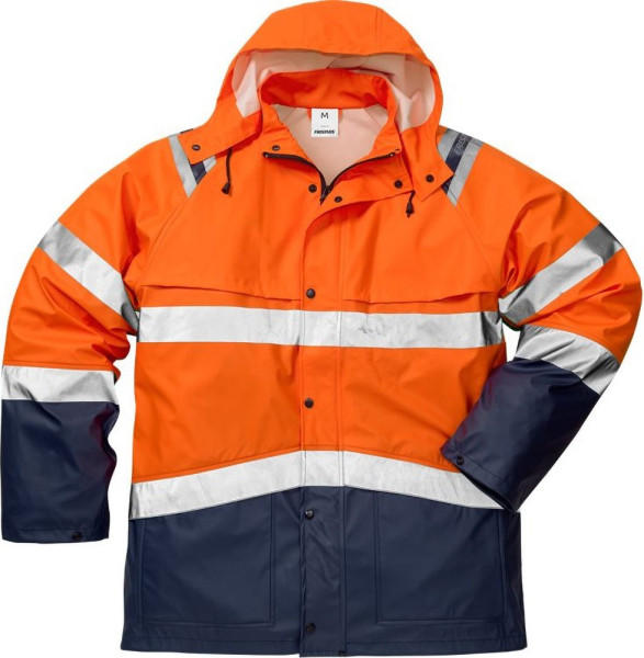 Fristads Warnschutz-Jacke High Vis Regenjacke Kl. 3 4624 RS Warnschutz-Orange/Marine