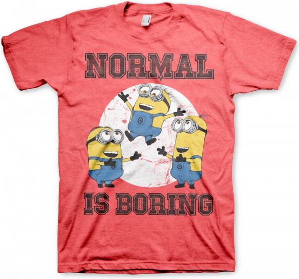 Minions Normal Life Is Boring T-Shirt Red-Heather