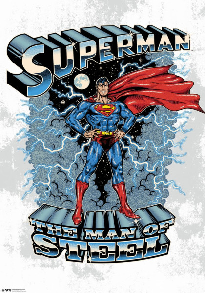 Superman Man Of Steel Poster Multicolor