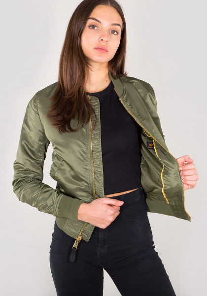 Alpha Industries Damen Jacke MA-1 VF LW Women Sage-Green/Gold | Jackets ...