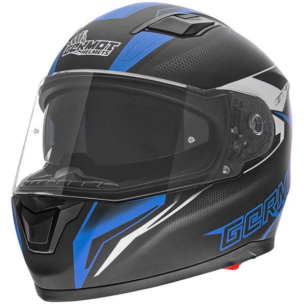 Germot Motorrad Helm GM 330 Integralhelm mit integriertem Sonnenvisier matt Black/Blue