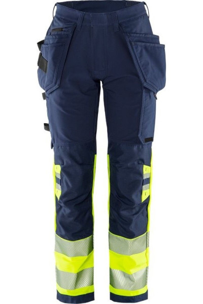 Fristads High Vis Green Handwerker Stretchhose Damen Kl. 1 2663 GSTP Warnschutz-Gelb/Marine