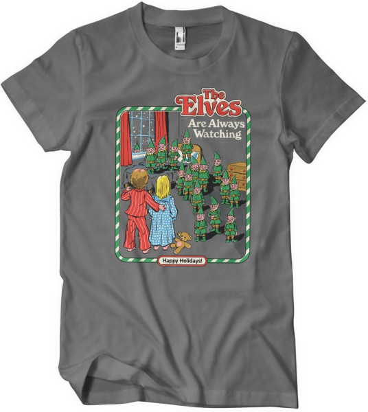 Steven Rhodes The Elves Are Watching T-Shirt Darkgrey