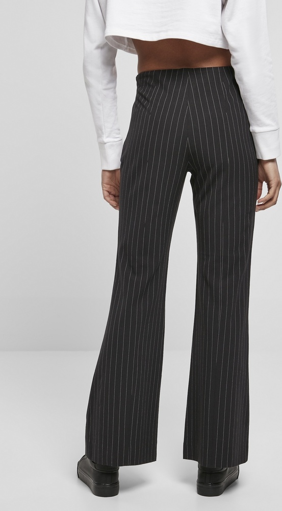 Urban Classics Pin Stripe | Hose Black/White | Women | Ladies Damen Pants Pants Flared Lifestyle