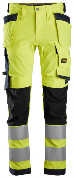 Snickers AllroundWork Hi-Vis Arbeitshose m. Holstertaschen, Kl. 2 HV-Gelb-Navy