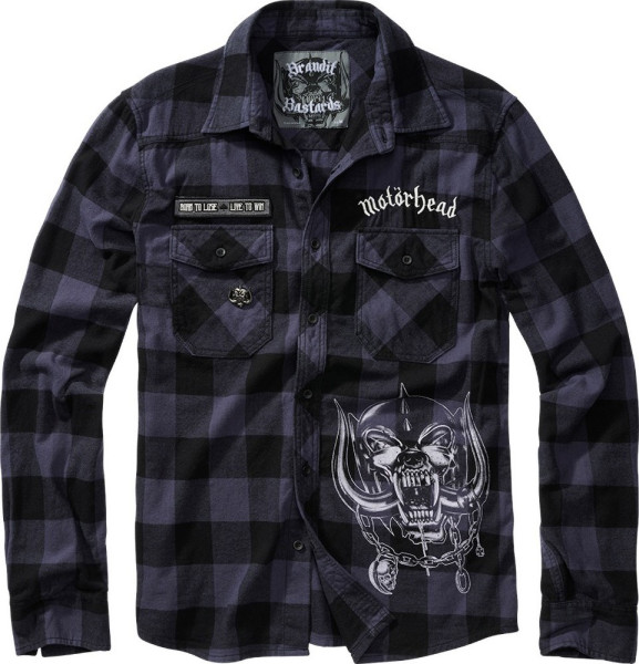 Brandit Men Hemd Motörhead Checkshirt Black-Grey