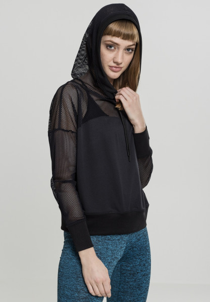 Urban Classics Damen Hoodie Ladies Mesh Hoody Black