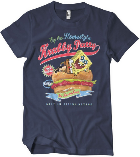 Spongebob Homestyle Krabby Patty T-Shirt Navy