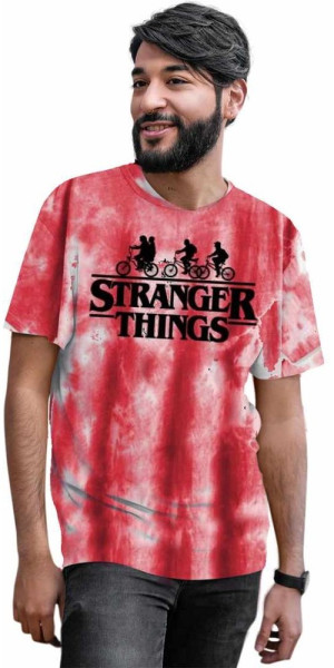 Stranger Things - Bike Silhouette (SuperHeroes Inc. Tie-Dye T-Shirt) T-Shirt Maroon