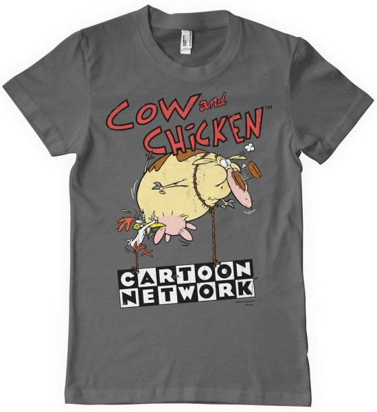 Cow And Chicken Balloon T-Shirt Darkgrey