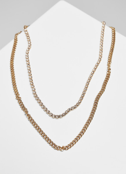Urban Classics Necklace Double Layer Diamond Necklace Gold