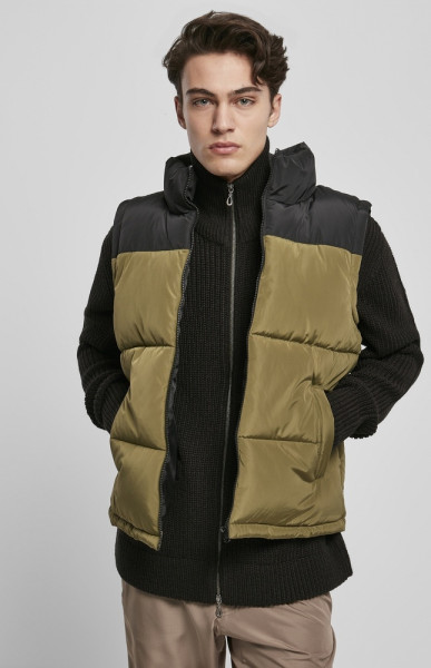 Urban Classics Weste Block Puffer Vest Black/Tiniolive