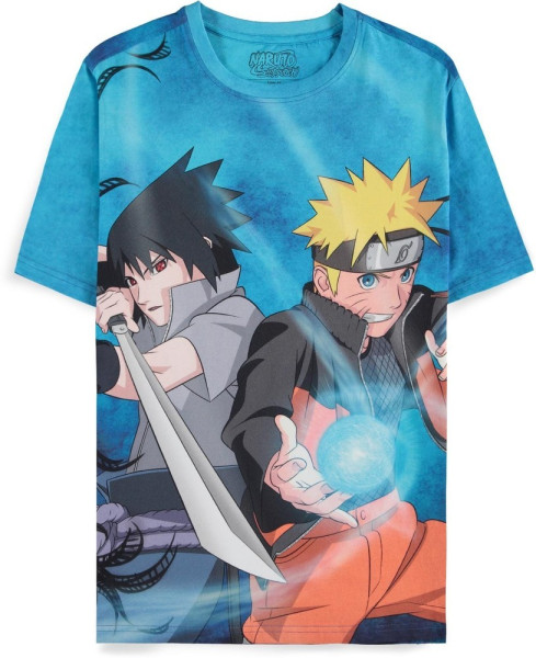 Naruto Shippuden - Naruto & Sasuke - Digital Printed Regular Fit Men's T-shirt Multicolor