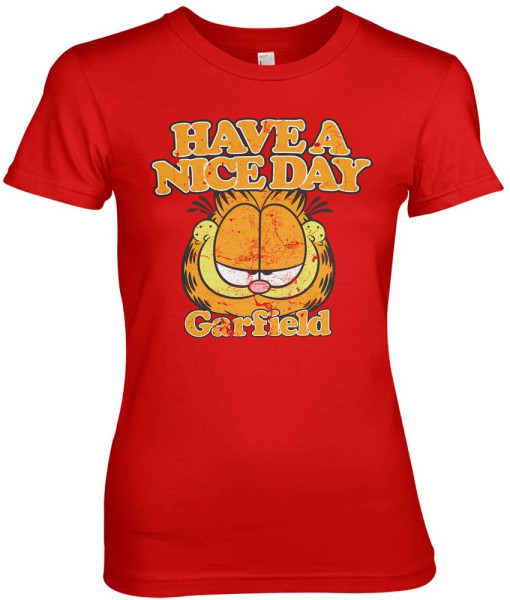 Garfield Have A Nice Day Girly Tee Damen T-Shirt Red