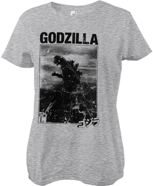 Godzilla Vintage Girly Tee Damen T-Shirt Heathergrey