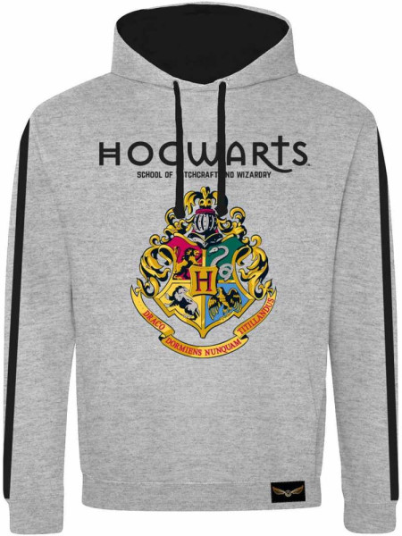 Harry Potter - Hogwarts Crest (SuperHeroes Inc. Contrast Pullover) Hoodie Heather Grey