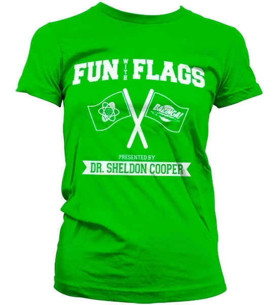 The Big Bang Theory Fun With Flags Girly Tee Damen T-Shirt Green