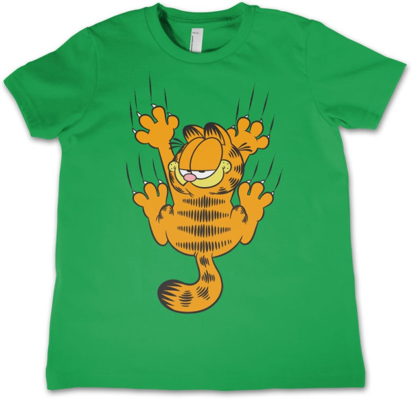 Garfield Hanging On Kids T-Shirt Kinder Green