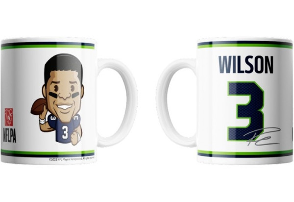 Seattle Seahawks Russell Wilson Emoji Jumbo-Tasse 440 ml American Football NFL Grau-440 ml