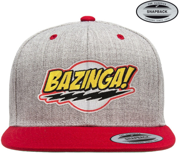 The Big Bang Theory Bazinga Patch Premium Snapback Cap Heather-Grey-Red