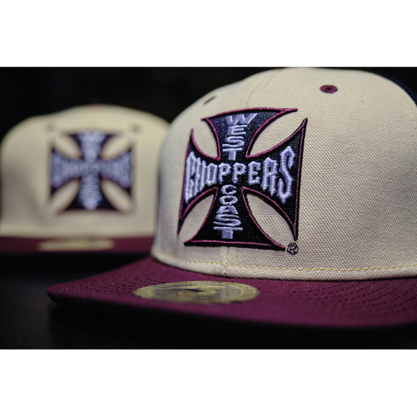 West Coast Choppers Herren Cap Austin Snapback Flatbill Hat - Burgundy/Sand