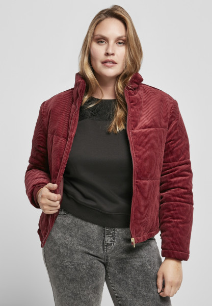 Urban Classics Damen Winterjacke Ladies Corduroy Puffer Jacket Burgundy