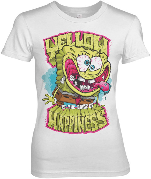 Spongebob Yellow Is The Color Of Happiness Girly Tee Damen T-Shirt White