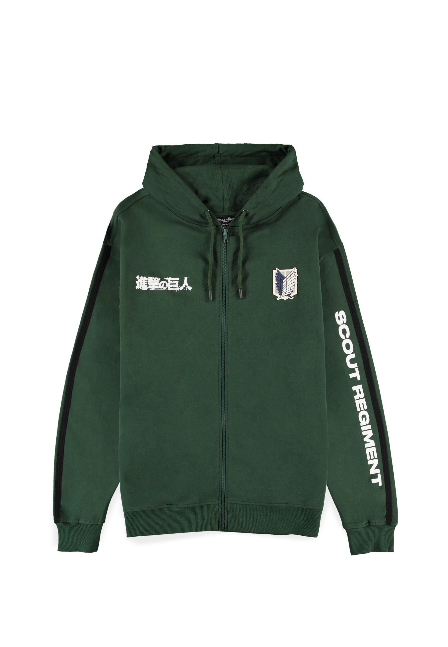 Attack on Titan Men s Zipper Hoodie Green Hoodies Sweatshirts Filme Serien Fanartikel kustom kult