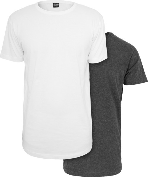 Urban Classics Pre-Pack Shaped Long Tee White+Charcoal