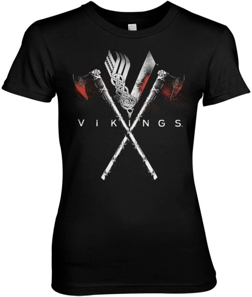 Vikings Axes Girly Tee Damen T-Shirt Black