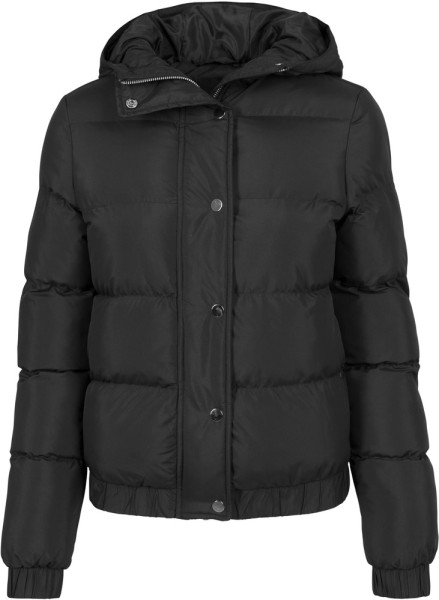 Urban Classics Women Light Jacket Ladies Hooded Puffer Jacket Black