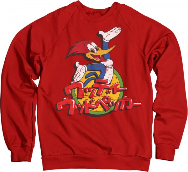 Woody Woodpecker Washed Japanese Logo Sweatshirt Red