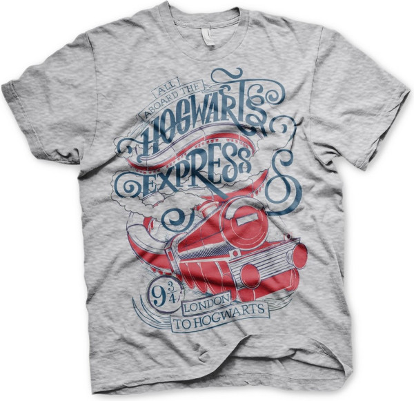 Harry Potter All Aboard The Hogwarts Express T-Shirt Heather-Grey